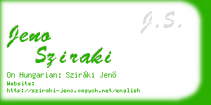 jeno sziraki business card