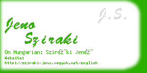 jeno sziraki business card